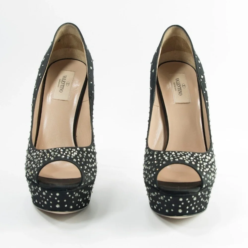Valentino Runway Black Crystal Platform Pumps 39.5 - Picture 4 of 8